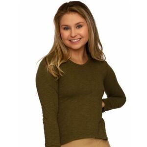 NEW Womens Mejane Olive Green Long Sleeve Top Sz Lg Stay Chic and Cozy